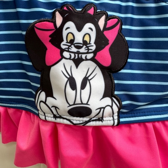 NWOT Disney 2T Girls Blue and Pink Minnie Mouse & Fifi Bikini Top Bathingsuit - Picture 2 of 5